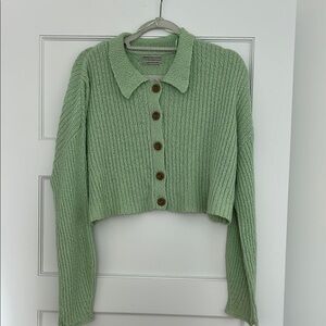 Green Ribbed Women's Sweater